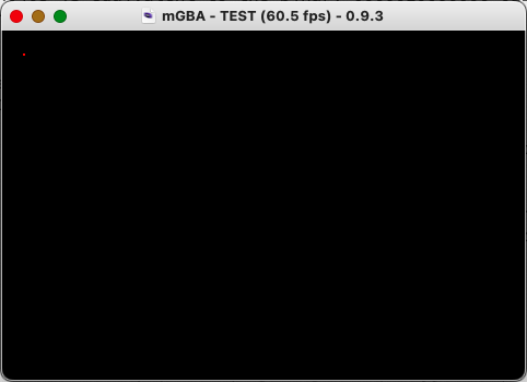 Behold, a running GBA rom that puts a red pixel on the screen.